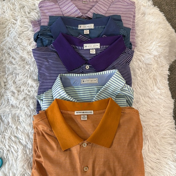 Peter Millar Seaside Polo performance Shirts Mens Bundle of 5 Striped XXL - Picture 1 of 13